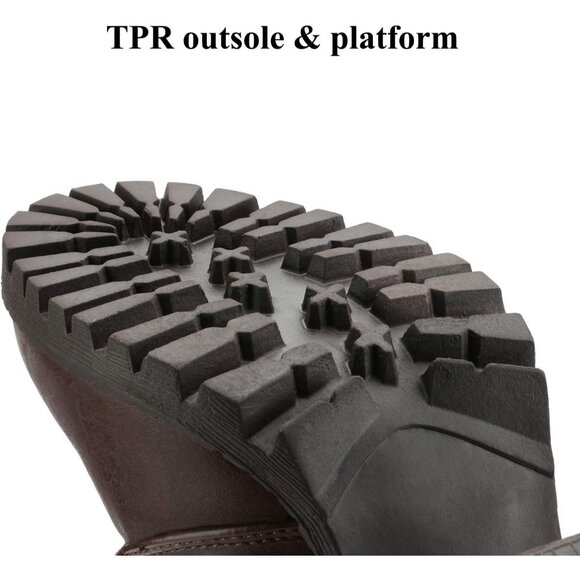 Women's Faux Leather Brown Combat Ankle Chunky Heel Lace up Heeled Booties - Picture 5 of 6